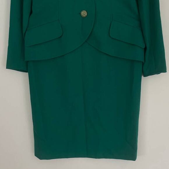 Vintage Carlisle 100% Wool Dress Green Midi Women's Size 8 Classic Retro - Picture 5 of 11